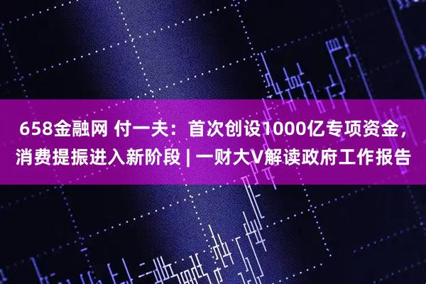 658金融网 付一夫：首次创设1000亿专项资金，消费提振进入新阶段 | 一财大V解读政府工作报告