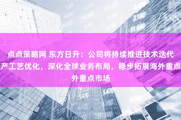 点点策略网 东方日升：公司将持续推进技术迭代与生产工艺优化，深化全球业务布局，稳步拓展海外重点市场
