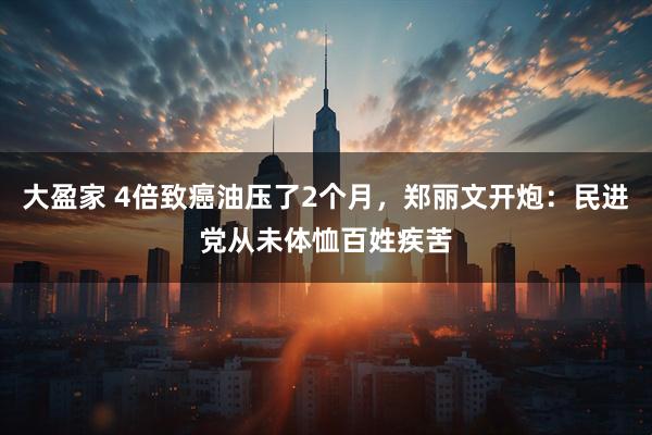 大盈家 4倍致癌油压了2个月，郑丽文开炮：民进党从未体恤百姓疾苦